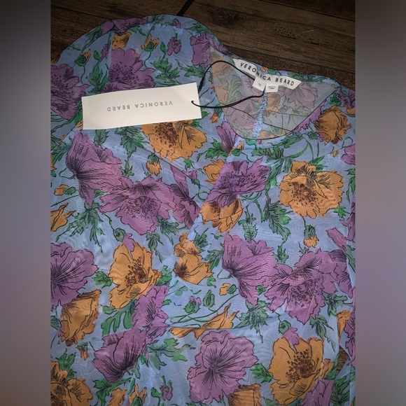 Veronica beard NWT Myrna top mesh floral lavender fall classic  designer revolve - Picture 5 of 6
